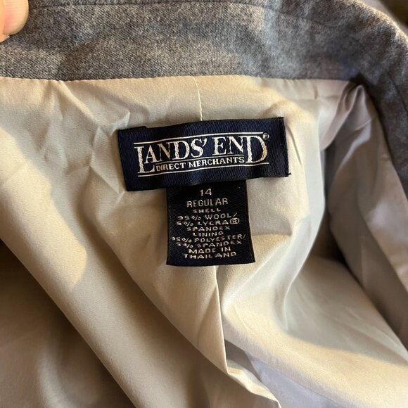 Vintage Lands' End Size 14 Grey Wool Suit Jacket 3-Button Lined - Picture 2 of 10